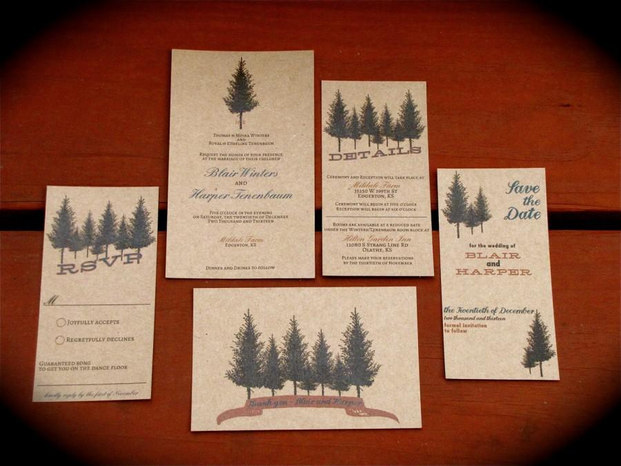 Свадьба - Rustic Tree Wedding Invitation // DIY Printable // Rustic Wedding, Forest Wedding, Kraft Paper Invitation