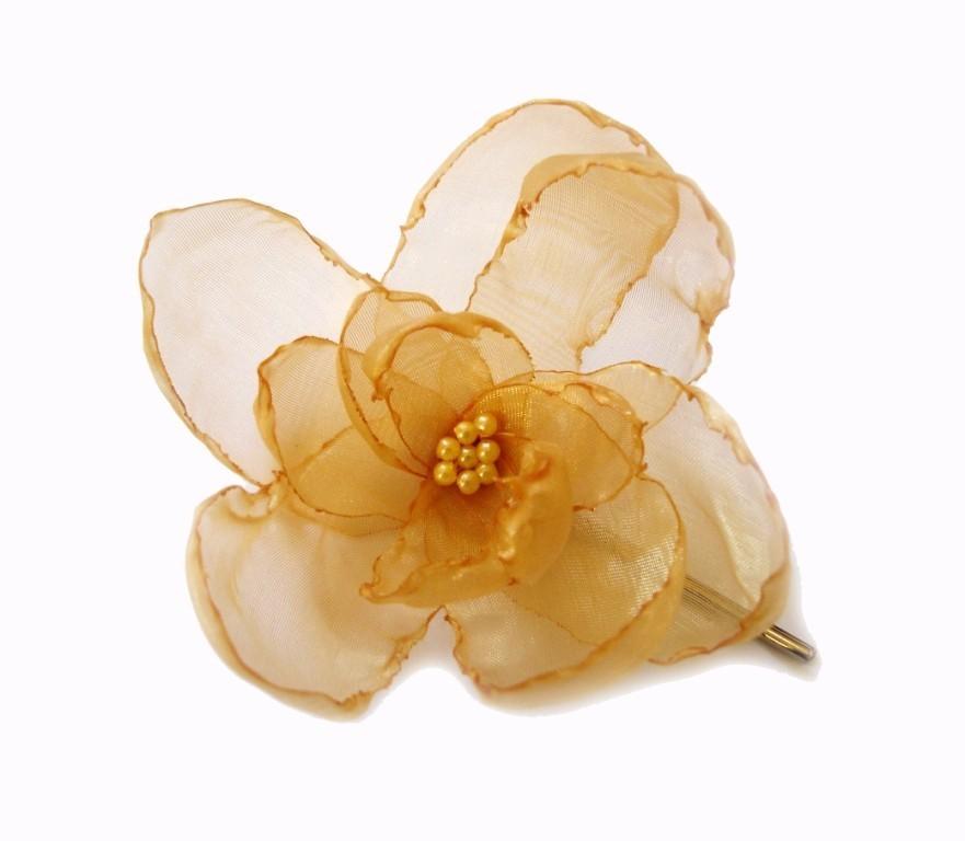 Mariage - ON SALE romantic rose golden citrine blossom flower bobby pin