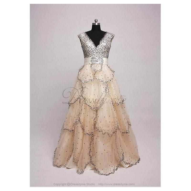 Mariage - Stunning Organza Deep Ball Gown V-neck Prom Dress - overpinks.com