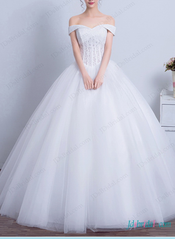 زفاف - H1444 Disney princess off shoulder ball gown wedding dress