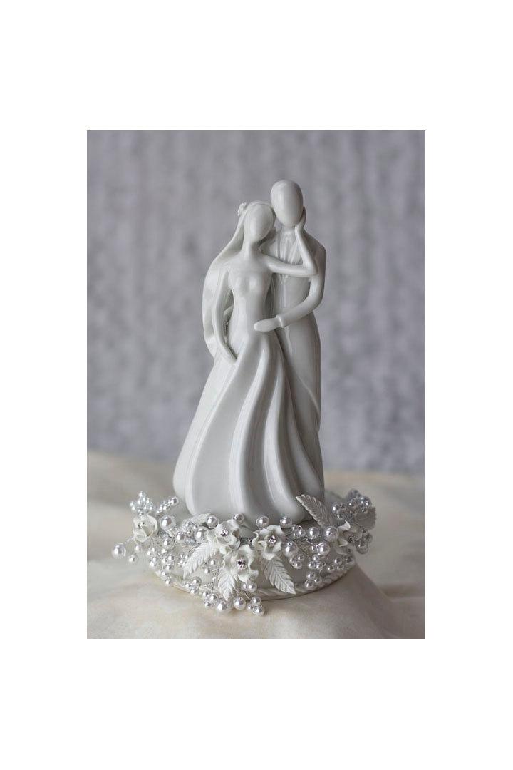 Hochzeit - Rose and Pearls Silhouette of Love Wedding Cake Topper - 101158