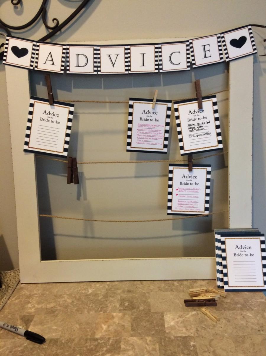 Hochzeit - Black and White / Kate Spade Bridal Shower Theme Advice Board and Message in a bottle activity