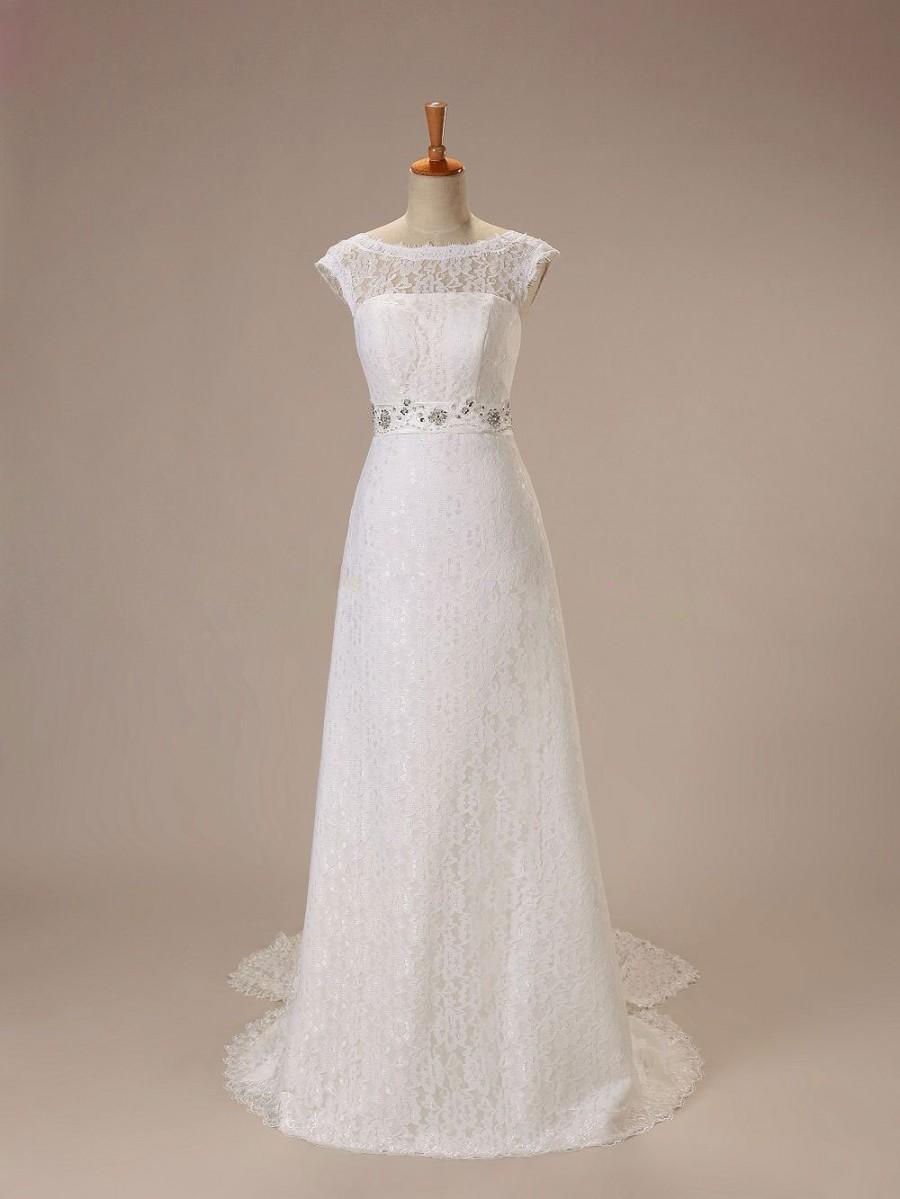 Hochzeit - Intricate Sexy A-line Strapless Designer Lace Bridal Dress Wedding Gown Open Back