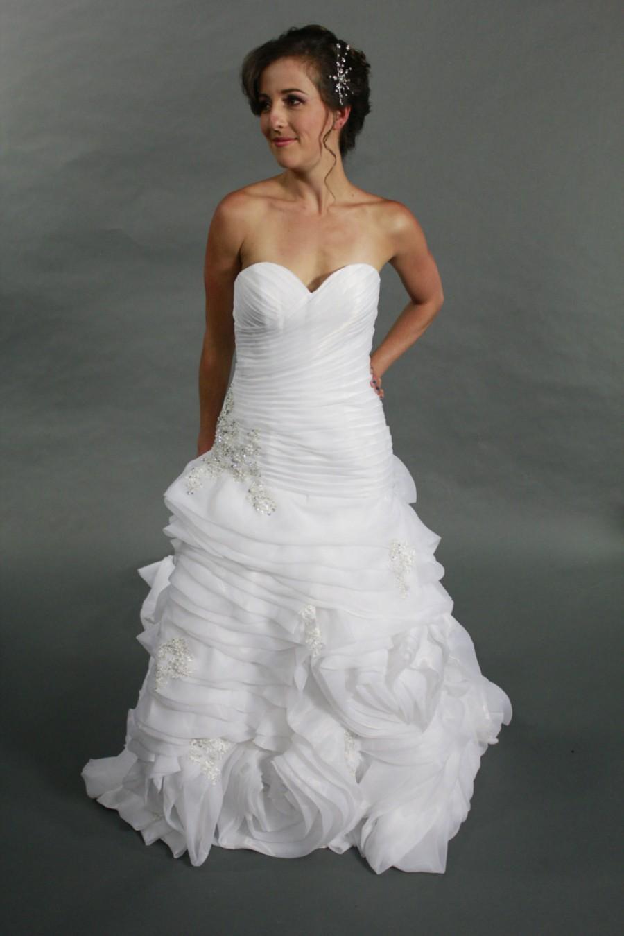 Wedding - Organza sweetheart rose ruffle mermaid court train wedding dress