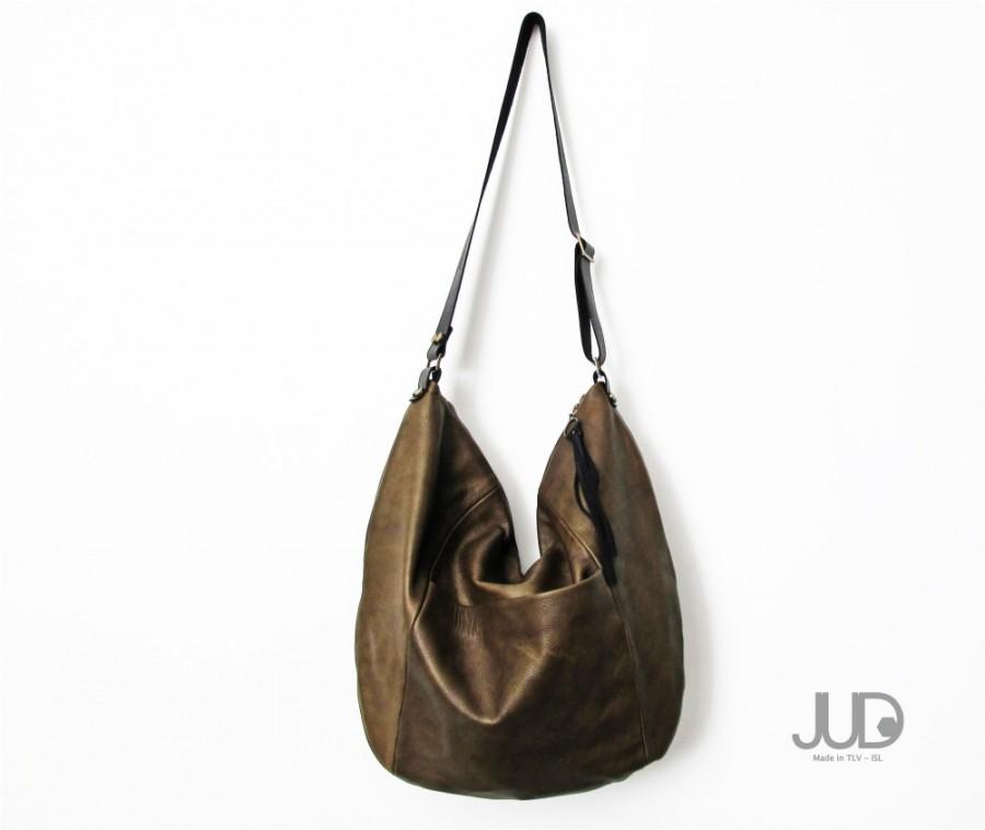 Wedding - Olive gray leather bag - crossbody leather bag purse SALE shoulder bag - oversize bag - crossbody bag - hobo leather bag - brown leather bag