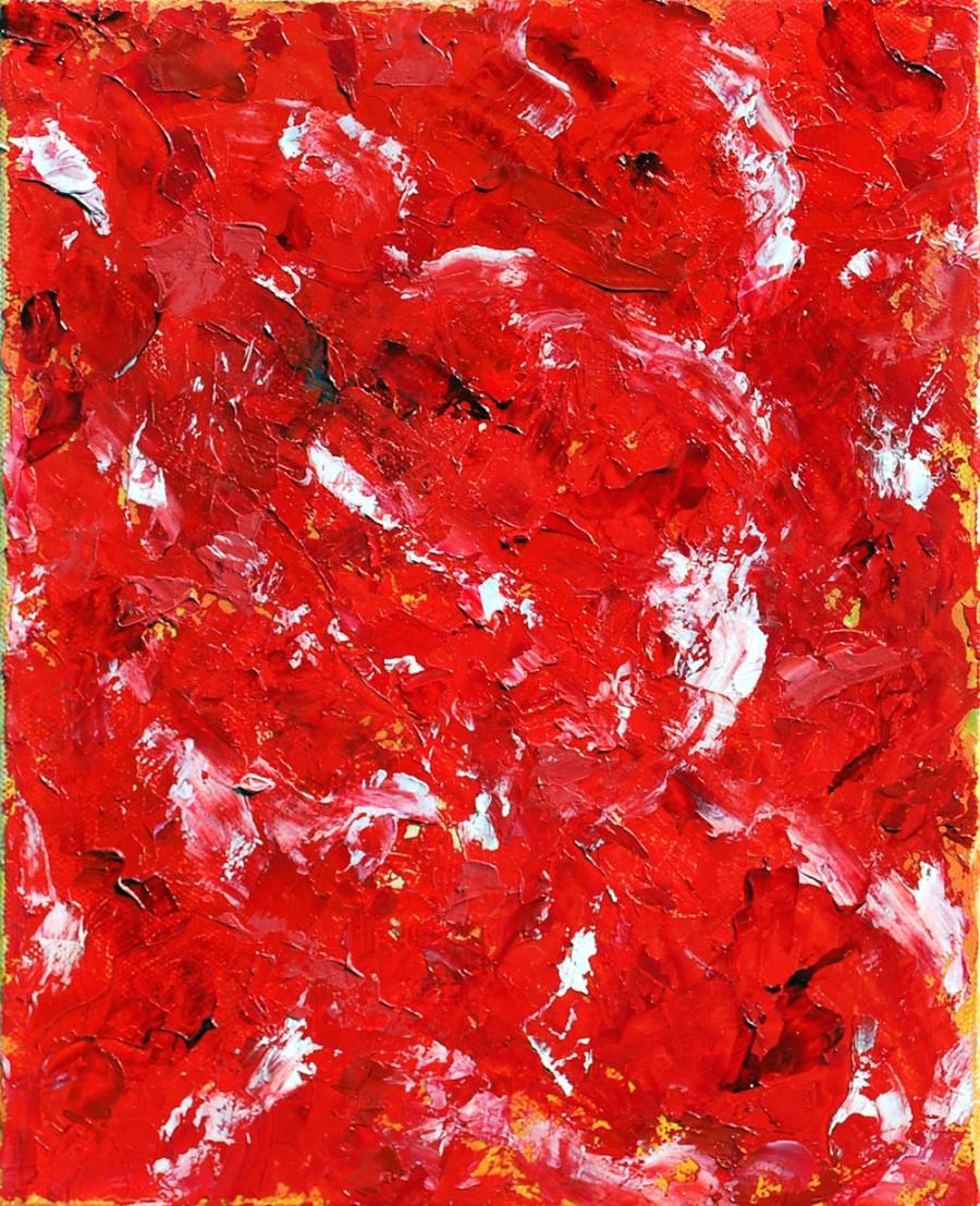 زفاف - Original Abstract Textured Painting, 8 x 10 Canvas Art, Modern Art, Small Wall Art, Red and White Contempary Oil Painting, by Joanna Frick
