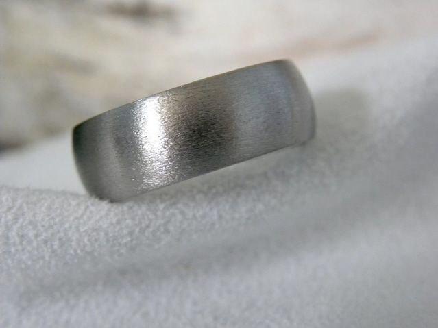 زفاف - Titanium Ring or Wedding Band, Domed Profile, Stone Finish