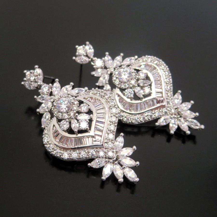 Свадьба - Crystal Bridal earrings, Crystal Wedding earrings, Bridal jewelry, Rhinestone earrings, Art Deco earrings, Vintage inspired earrings, EMMA
