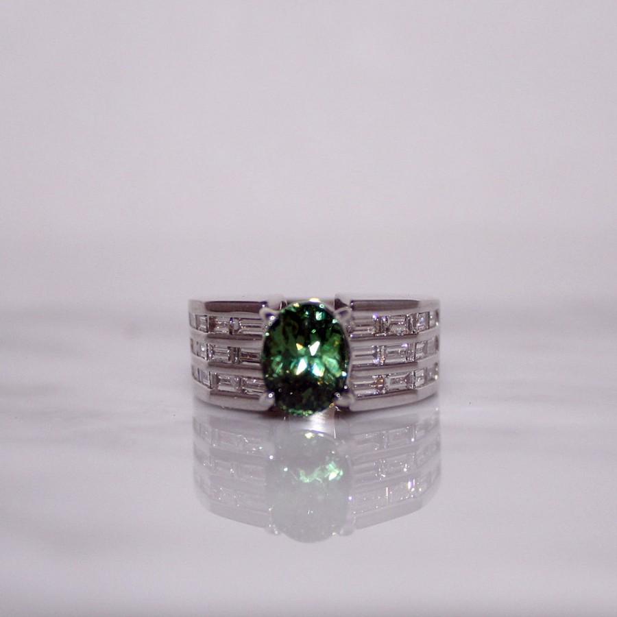 Hochzeit - Demantoid Garnet Ring with Diamonds, Wedding, Engagement, Anniversary, Gift, Full Lab Report and Appraisal Included (SALE-WAS 9,900.00)