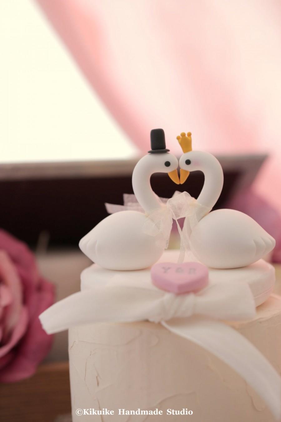 Mariage - love Swan wedding cake topper  (K358)