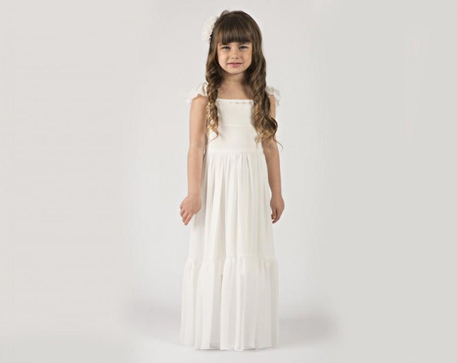 زفاف - Flower Girl Dress White -- The "Rebekah" in White