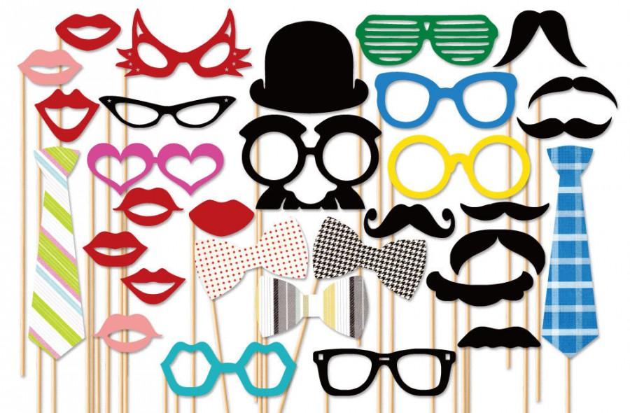 Mariage - Photo Booth Prop - 31 piece Party Photo Props set - Wedding Photobooth Props - Birthday