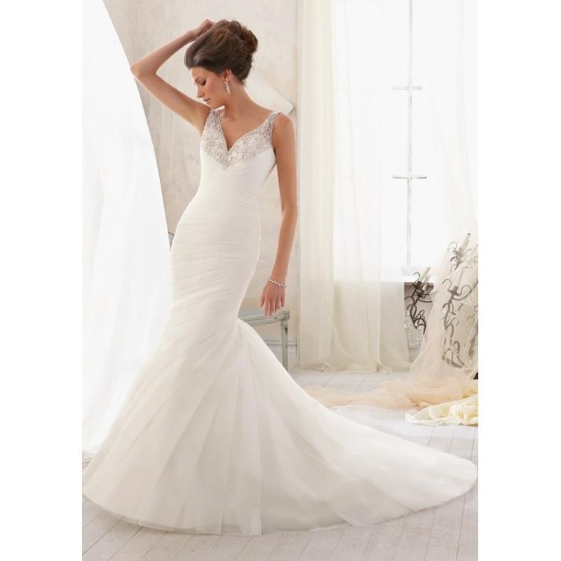 Hochzeit - Blu by Mori Lee 5203 V-Neck  Wedding Dress - Crazy Sale Bridal Dresses
