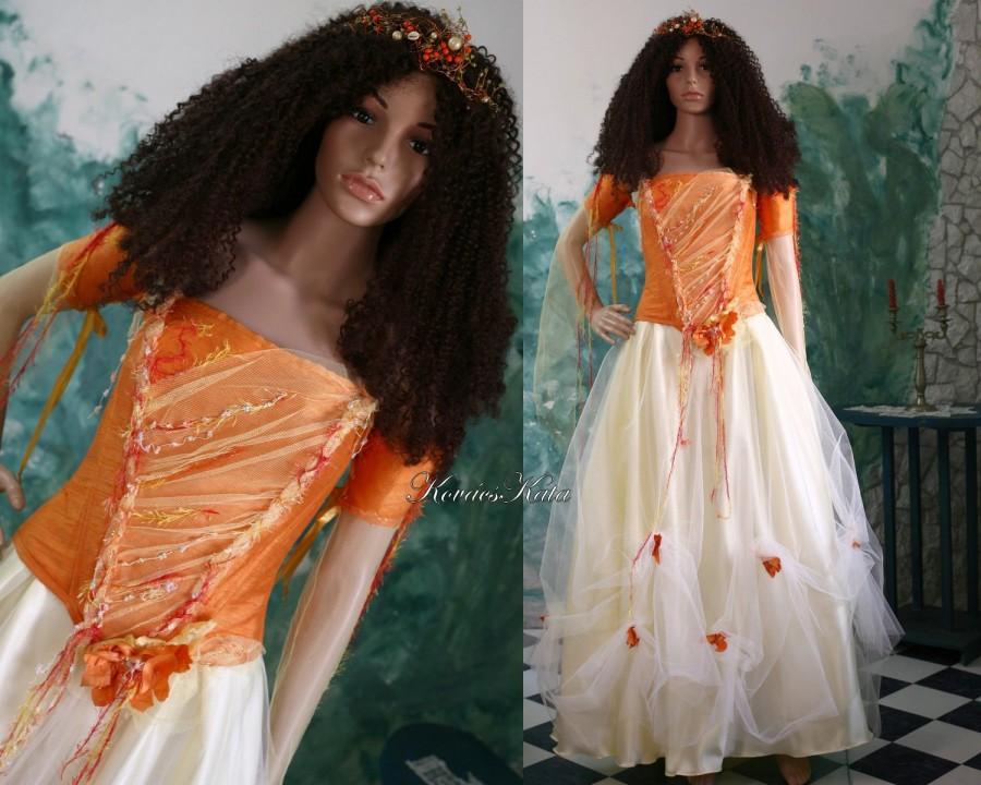 Hochzeit - Fairy Princess Corseted Ball or Alternative Wedding Gown - Ariadne Orange - Made To Order