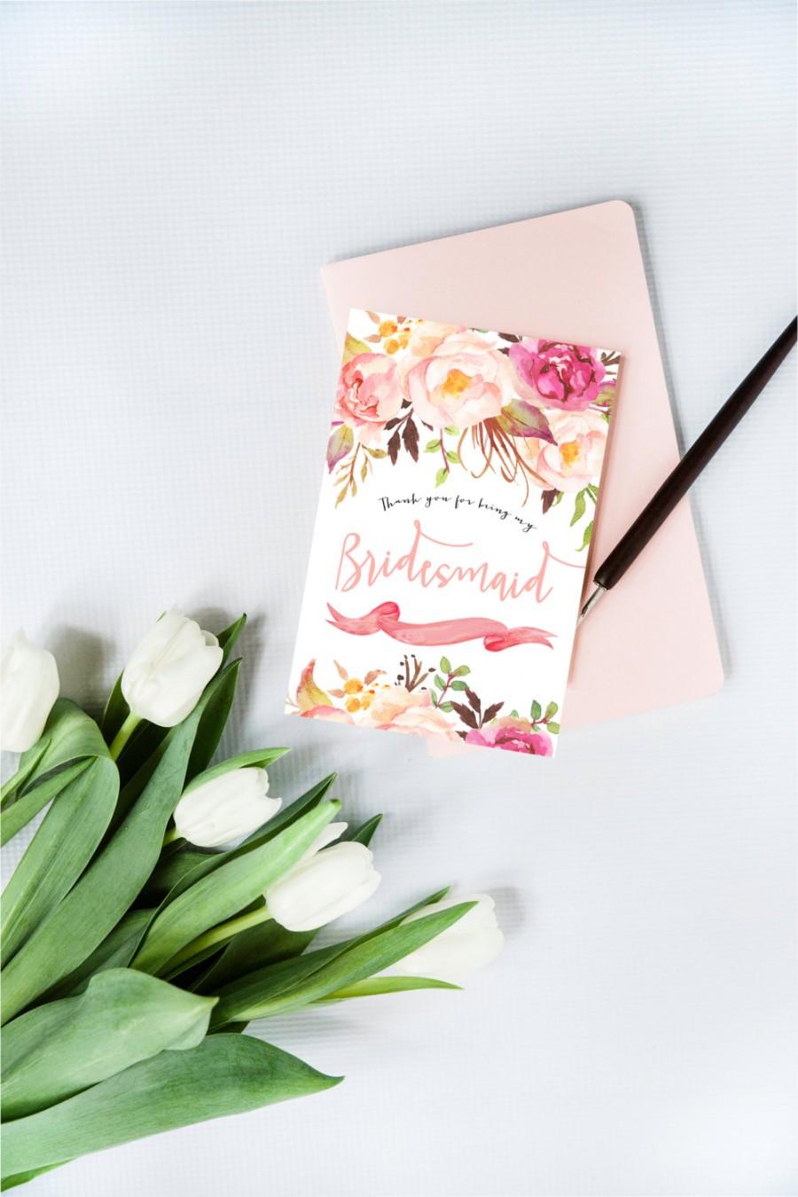 Свадьба - Printable Card Set - 'Thank you for being my Bridesmaid, Maid of Honor, Matron of Honor, Flower Girl' Floral