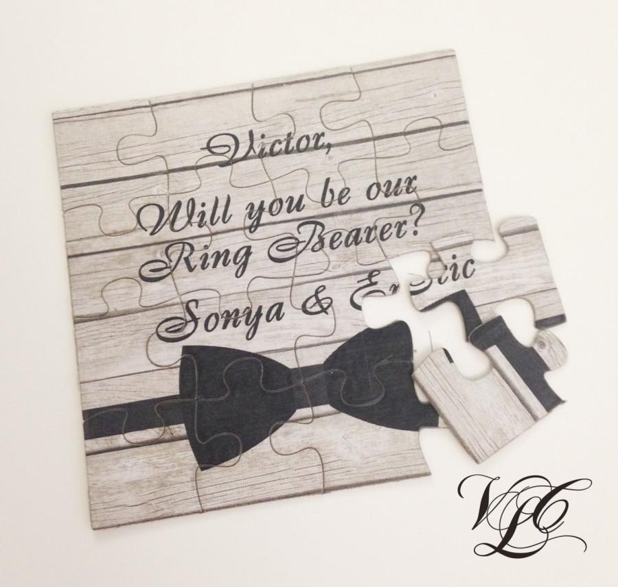 Mariage - Personalized Ring Bearer proposal, Will You Be Our Ring Bearer puzzle, Ring Bearer Invitation puzzle, Ask Ring Bearer, Rustic wedding