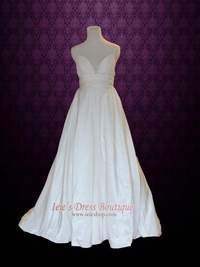 Hochzeit - Empire A-line Wedding Dress With Thin Straps 