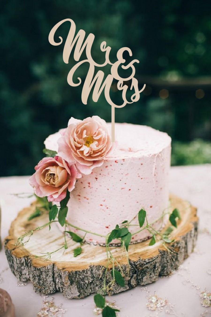 Hochzeit - Wedding Cake Topper Mr end Mrs  Rustic Wedding Cake Topper Wodden Cake  Topper  Wood Cake Topper Golden Wedding Topper