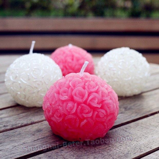Wedding - Rose Ball Candle Favor Wedding Presents Bridesmaids Favours    