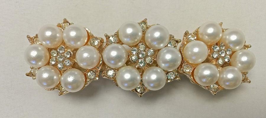 Mariage - Pearl and Rhinestones French Hair Barrette 
