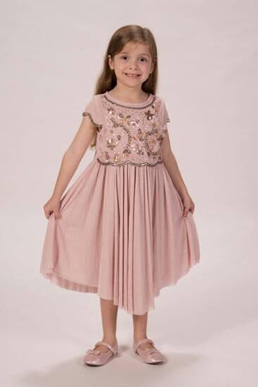 Mariage - Girls Blush Pink Flowers Girl Chiffon Beaded Special Occasion Dress