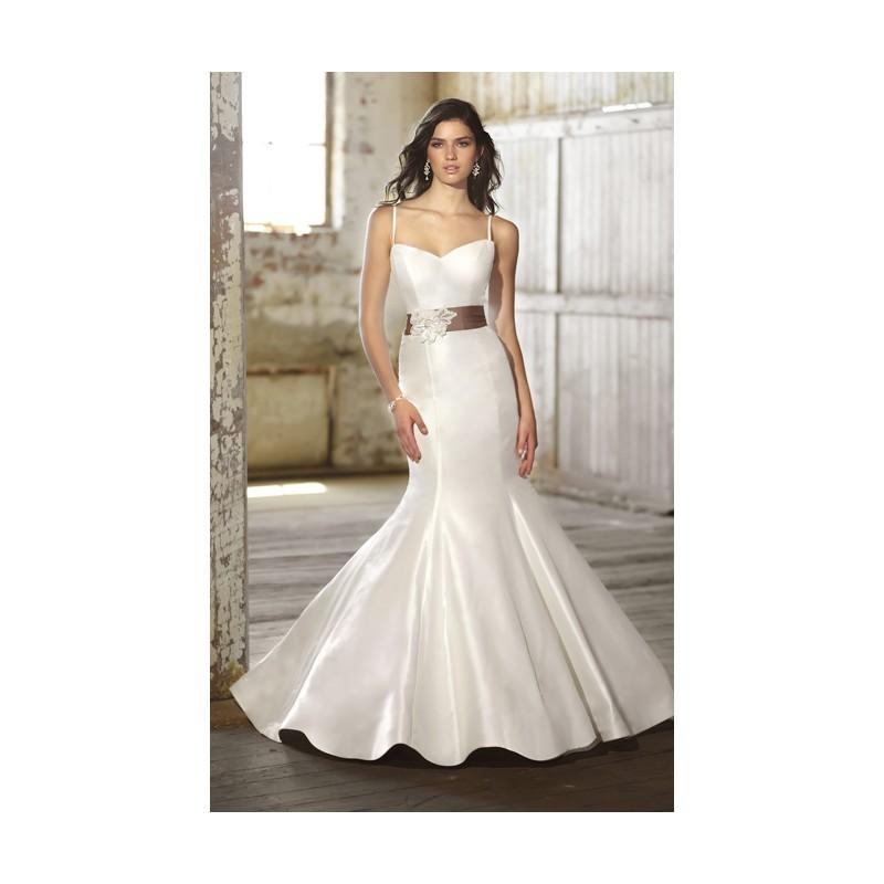 Hochzeit - Simple Trumpet/Mermaid Spaghetti Straps Sashes/Ribbons Sweep/Brush Train Satin Wedding Dresses - Dressesular.com