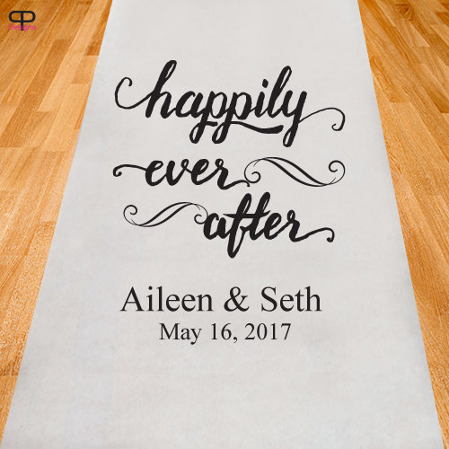 زفاف - Happily Ever After Wedding Aisle Runner - Personalized Wedding AIsle Runner (ppd12)