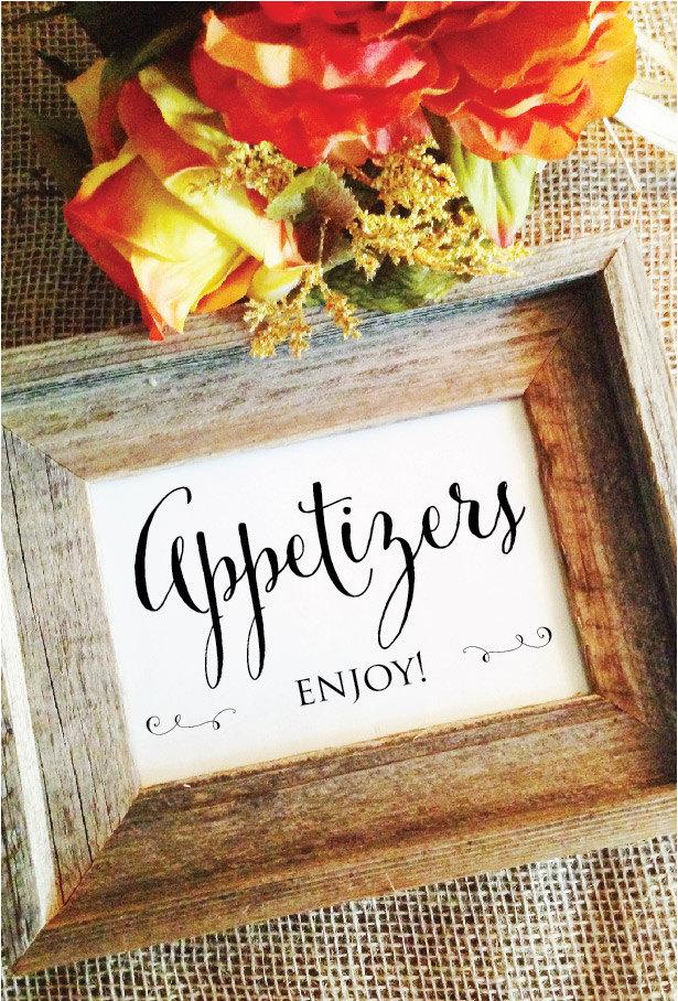 Hochzeit - Wedding Appetizers Sign Appetizer Signage Appetizers Enjoy! (Frame NOT included)