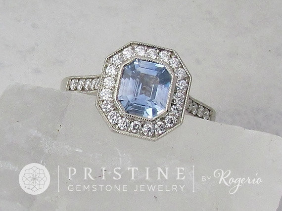 Свадьба - Bezel Set Diamond Halo Engagement Ring Semi-Mount Centre Stone Sold Separately Weddings Anniversary