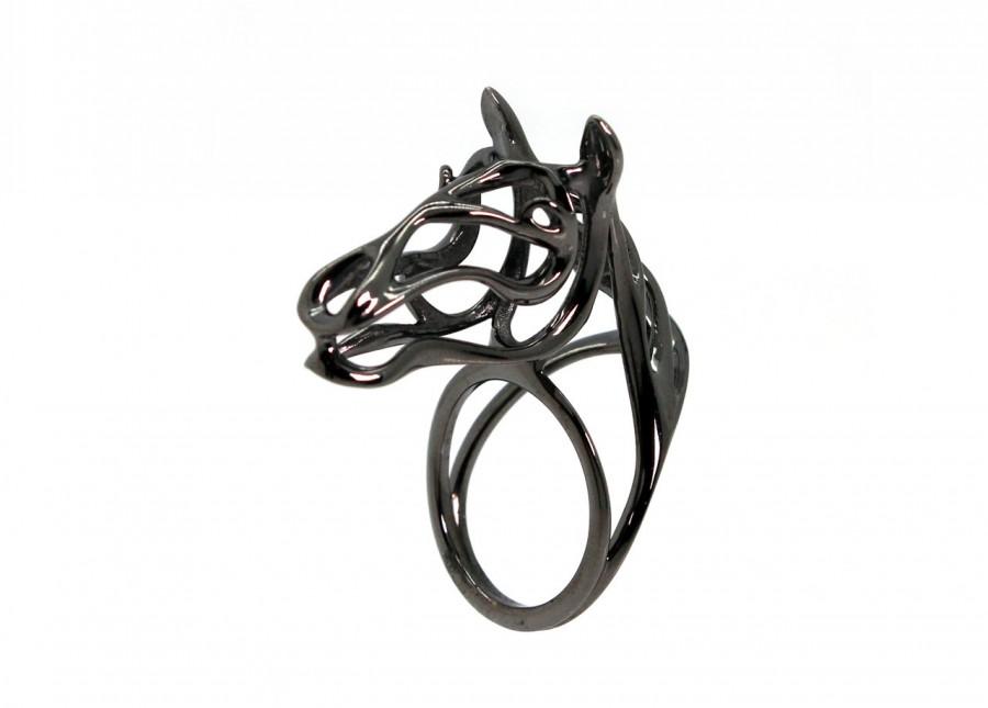 زفاف - Zodiac Horse Ring, Gallop Horse Ring, horsey collection, wire sculpture, Zodiac Morphosis, animal ring, animal totem jewelry, abstract horse ring, black horse ring, Vulcan Jewelry