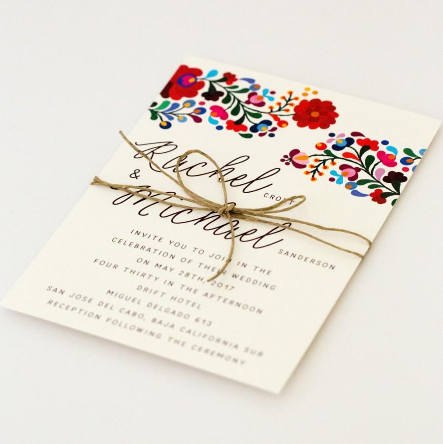 Mariage - Destination Wedding Invitations - Colorful Mexican Embroidery Inspired – Summer Wedding Invitation (Rachel Suite)