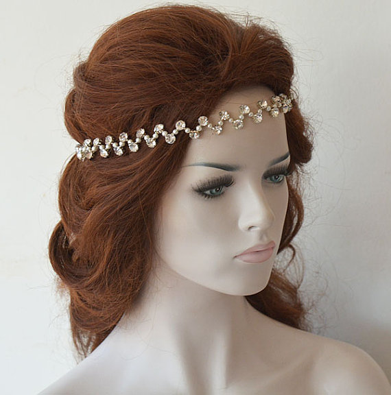 زفاف - Rhinestones and Pearl Headband, Wedding Headband, Bridal Headband, Bridal Headpiece, Wedding Hair Accessories