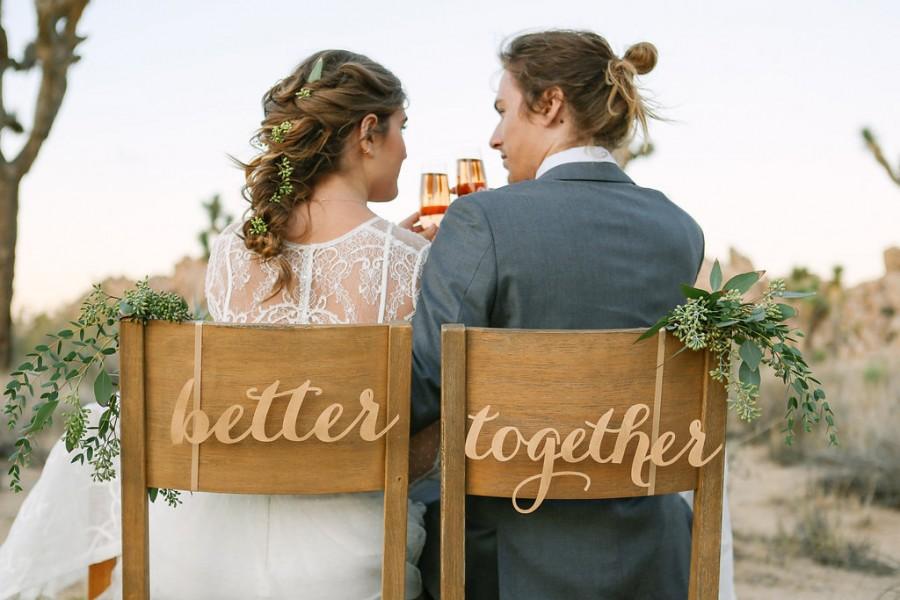 Hochzeit - Better Together Chair signs - Laser cut chairback - Chair signs - Engagement party decor - wedding decor - wedding signs - rustic decor