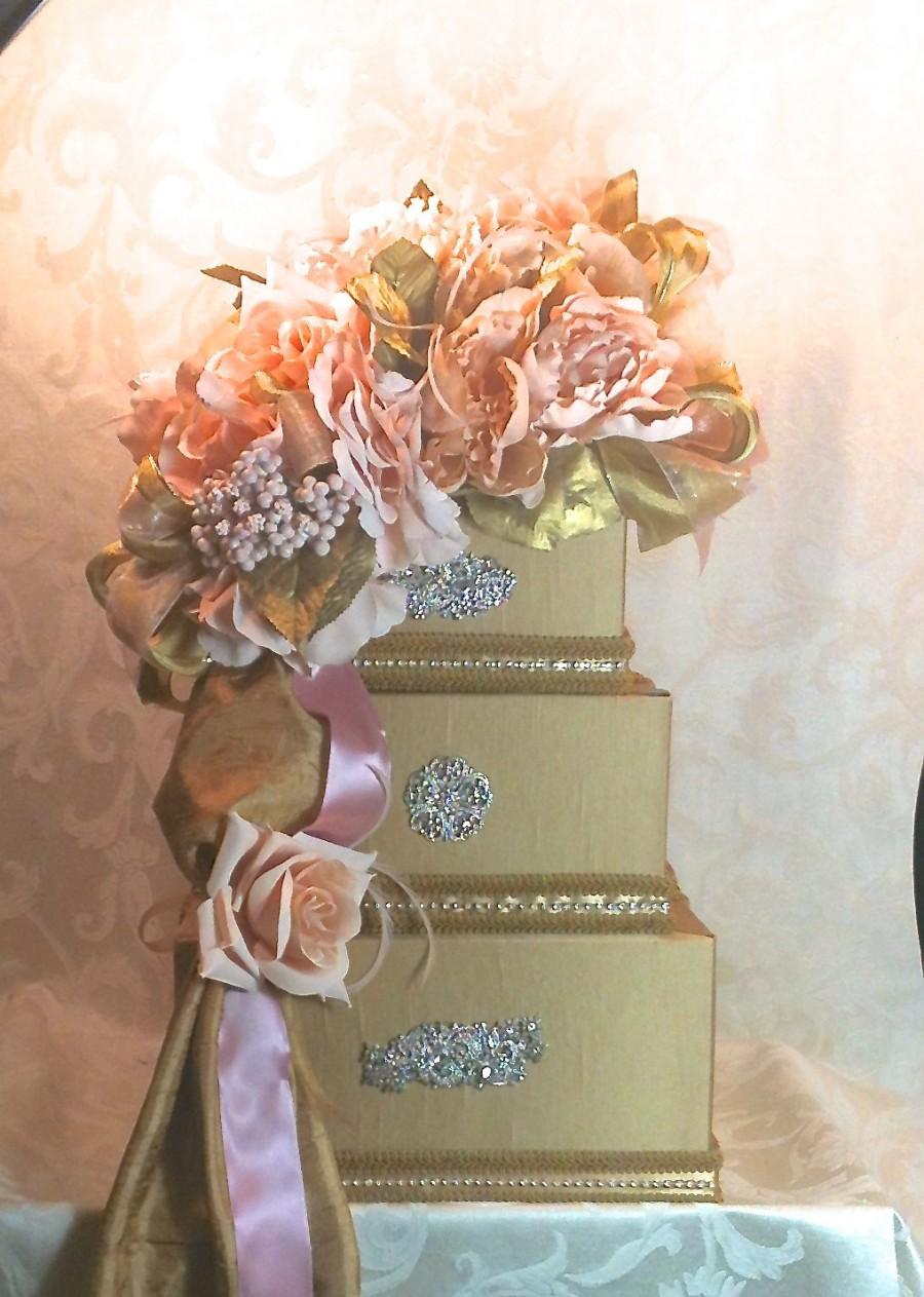 زفاف - Wedding Card Box Gold and Diamond  Wedding Card Box,  Secured Lock Wedding Card Box, Diamond Wedding Card Box, Gold Wedding Card Box