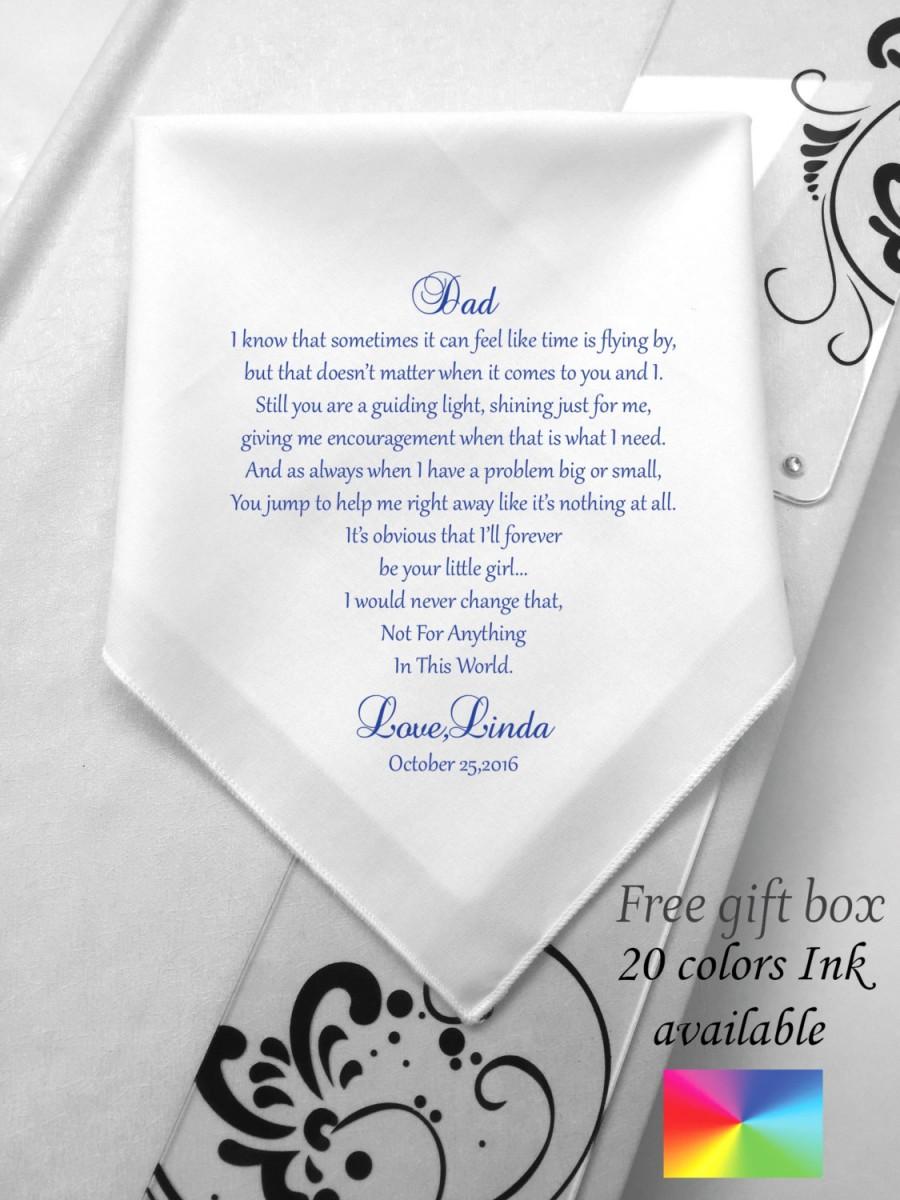 زفاف - Daddy Gifts-Wedding Handkerchief For Dad -Printed-Navy Blue Wedding Theme-Wedding Gift For Father Of Bride With Free Handkerchief Gift Box