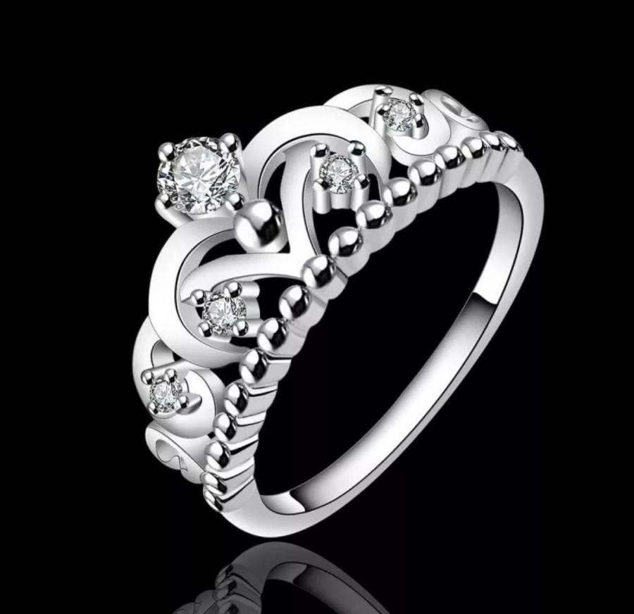 Hochzeit - Princess Crown Ring Princess Jewelry Sterling Silver Ring Promise Ring Cubic Zirconia Ring CZ Ring Crown Jewelry Crown Ring