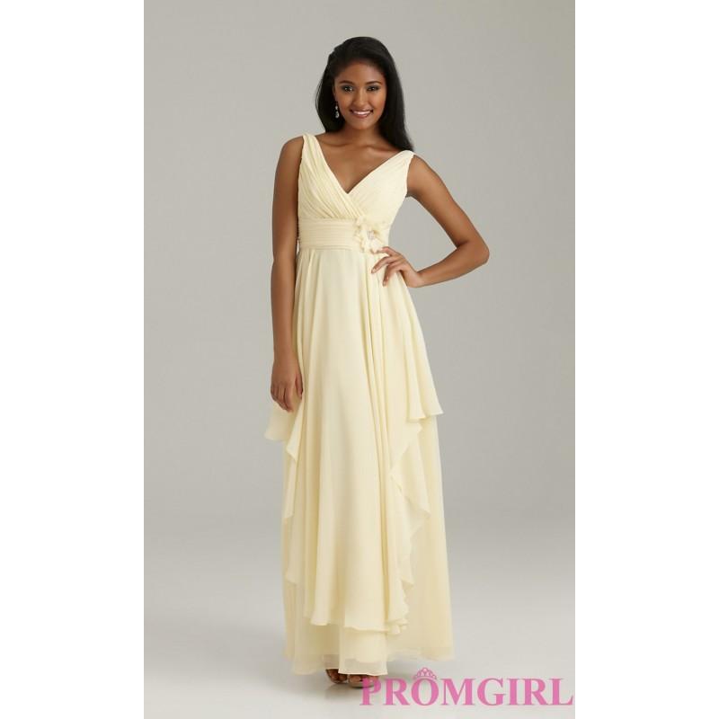 Hochzeit - Long V-Neck Chiffon Bridesmaid Dress - Brand Prom Dresses