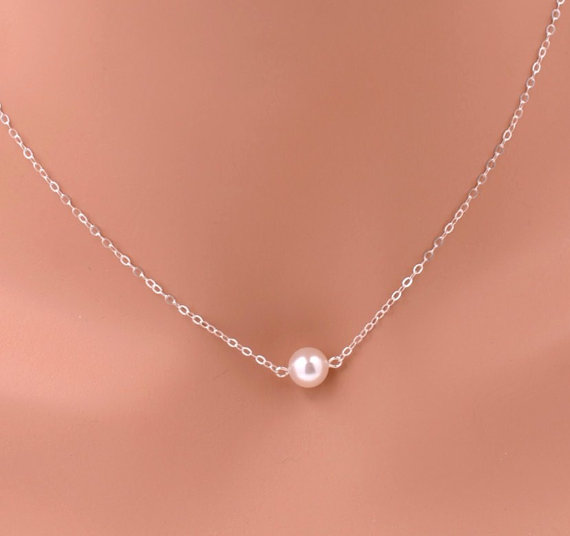 Mariage - Sterling Silver Necklaces, Silver Pearl Bridesmaid Necklaces, Real Silver Necklaces, Pearl Necklace Bridesmaid, Gift Ideas