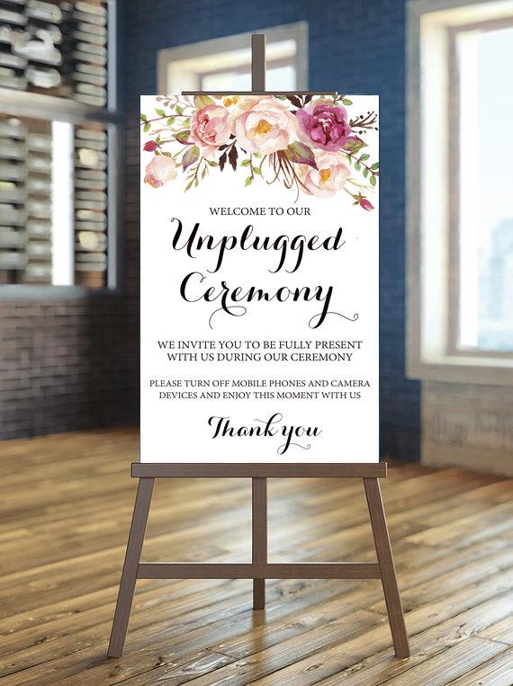 زفاف - Printable Wedding Sign, Unplugged Wedding Sign, Unplugged Ceremony Sign, Floral Wedding Sign, Blush wedding Sign, Rustic Ceremony Sign