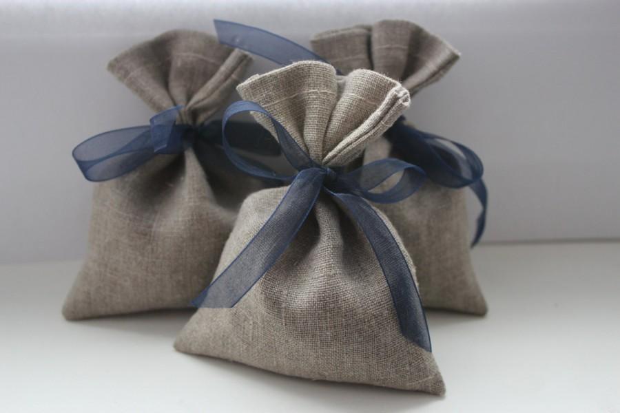 Mariage - Set of 150 - Wedding Favor Bags. Grey Linen Favor Bags Medium 4" x 6"