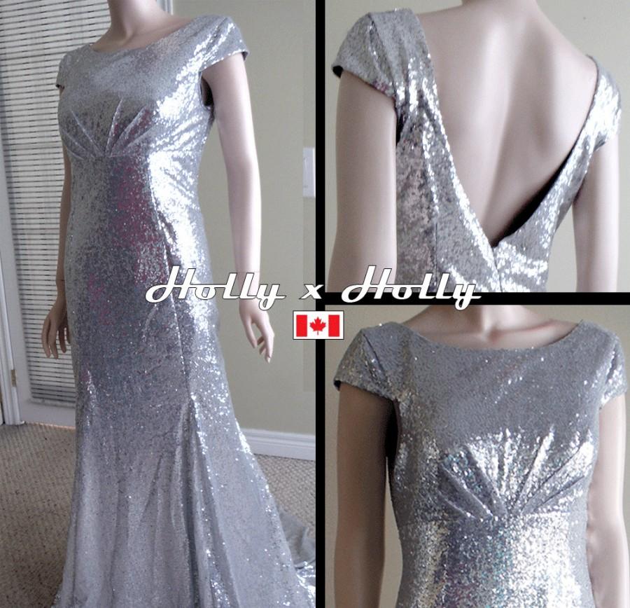 زفاف - Grey bridesmaid dress, Silver sequin bridesmaid dress, Silver sequin dress, Christmas party dress