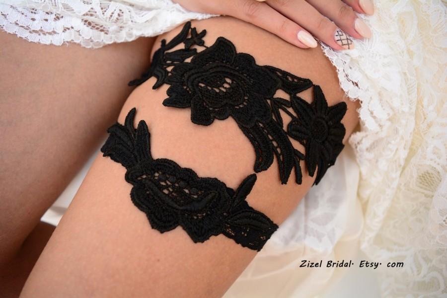 Hochzeit - Black Wedding Garter, Garter Set, Lace Garter Set, Lingerie & Garters, Wedding Garters, Bridal Garter, Black Lace Garter, Handmade Garter