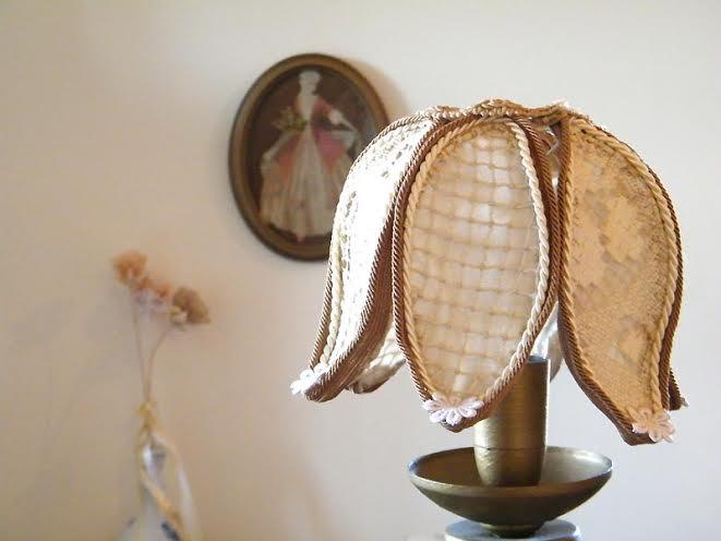 Wedding - Shabby chic lamp, Floral home decor lamp, Rustic lighting, Living room unique lights decor, Antique Lace table lamp shade.