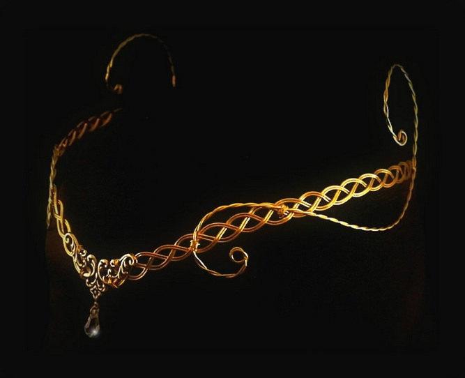 Wedding - Medieval Renaissance circlet gold crystal elven