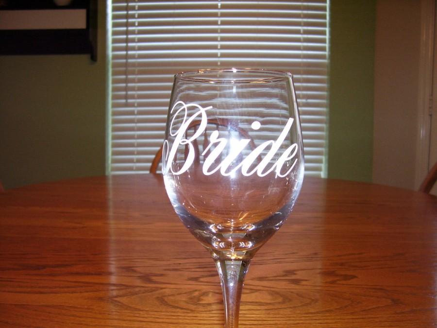 Hochzeit - Bride decal, wedding decal, wine glass sticker,