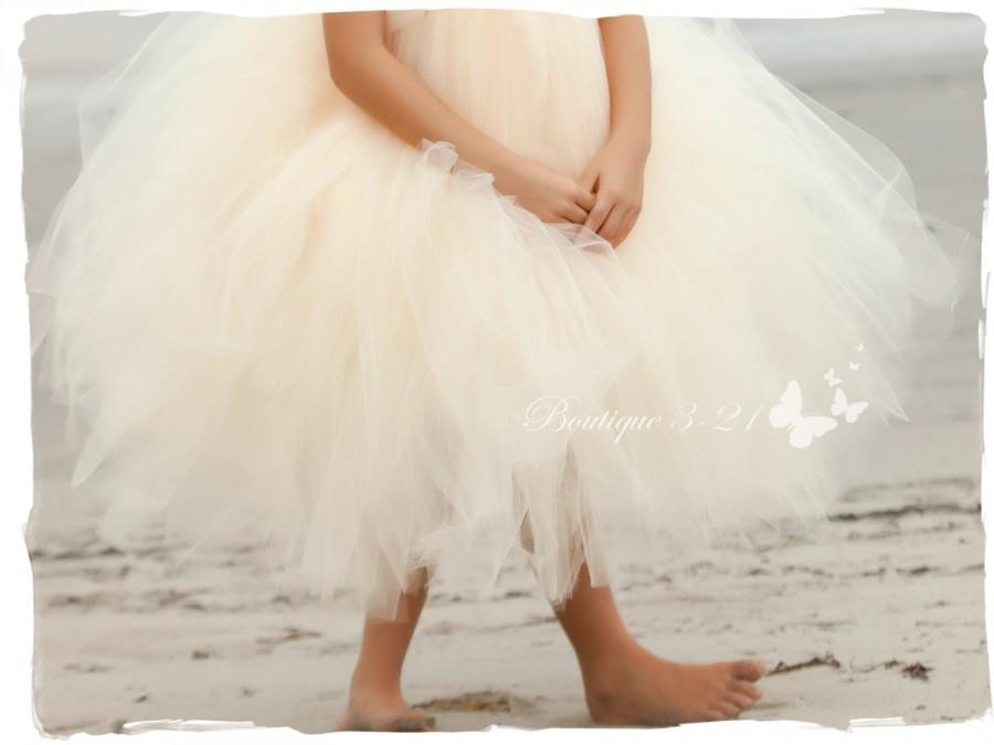 Mariage - Champagne Flower Girl Dress, Champagne Tutu Dress, Champagne Wedding, Ivory Flower Girl Dress, Ivory Tutu Dress, Flower Girl Tutu Dress