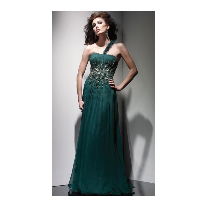 زفاف - Claudine for Alyce Single Floral Strap Crinkle Chiffon Prom Dress 2025 - Brand Prom Dresses