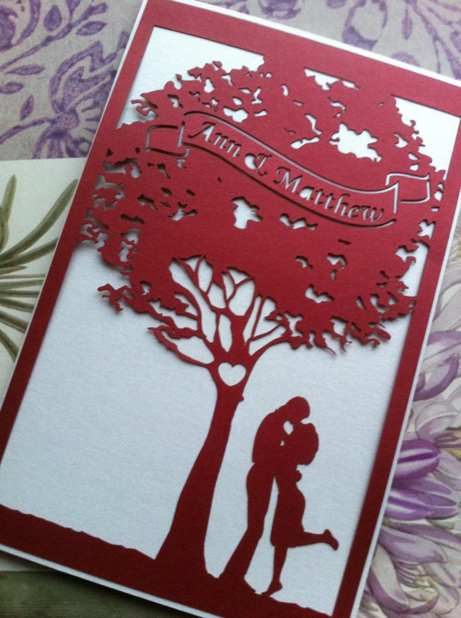 Mariage - Wedding Invitation Lasercut - Love Story Tree - Romantic Garden Wedding Invitation Die Cut