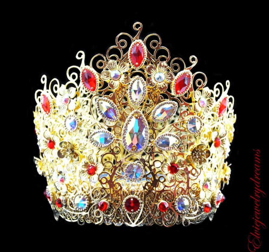 Hochzeit - Women Crown, wedding accessories, bridal headpiece, wedding flower crown, Red Flower crown,  head wreath, wedding headband, bridal hair