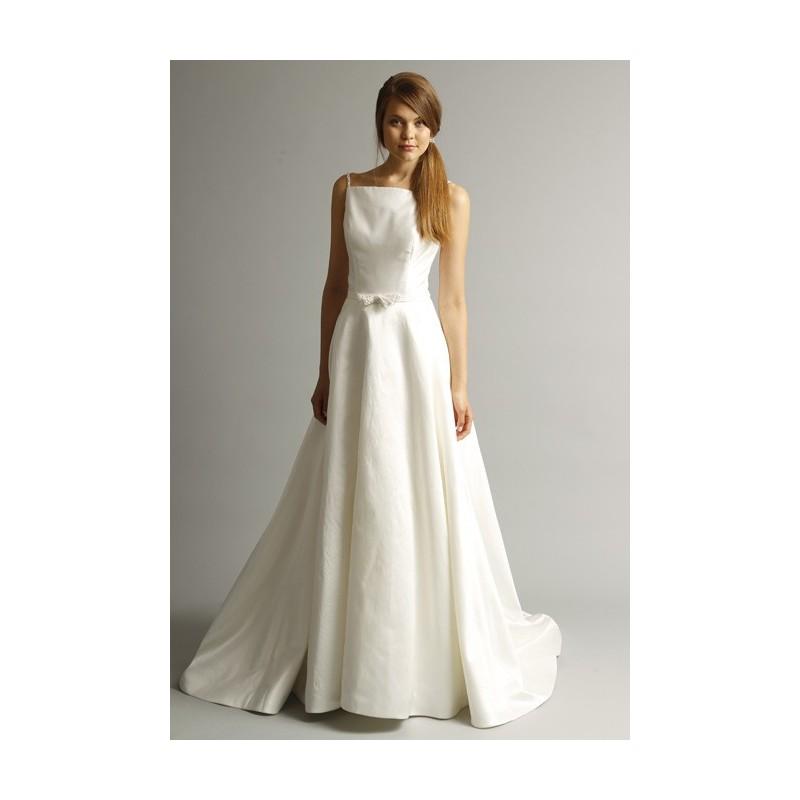 Hochzeit - Alyne - Spring 2013 - Jean Sleeveless A-Line Wedding Dress with High Sqaure Neckline and Beaded Spaghetti Straps - Stunning Cheap Wedding Dresses